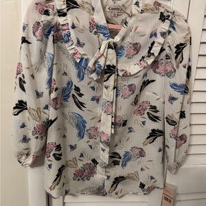 Nanette Lepore Multicolor Floral Blouse Button